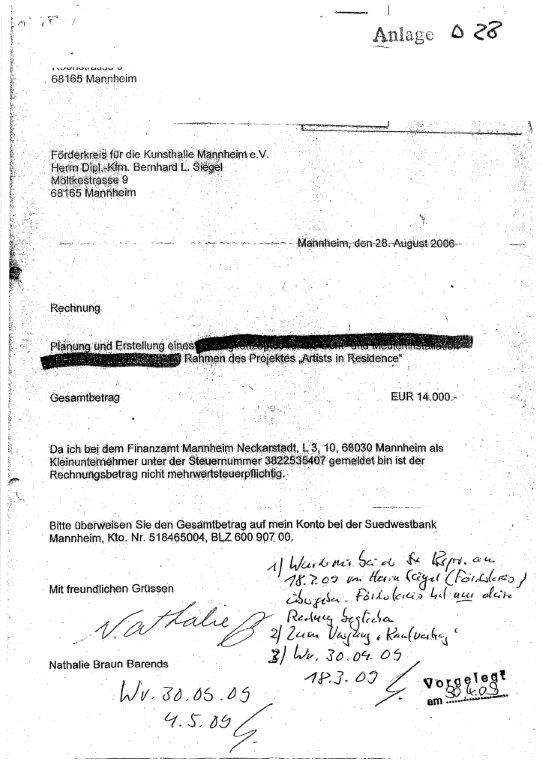 Rechnung f�r Katalogkonzeptes